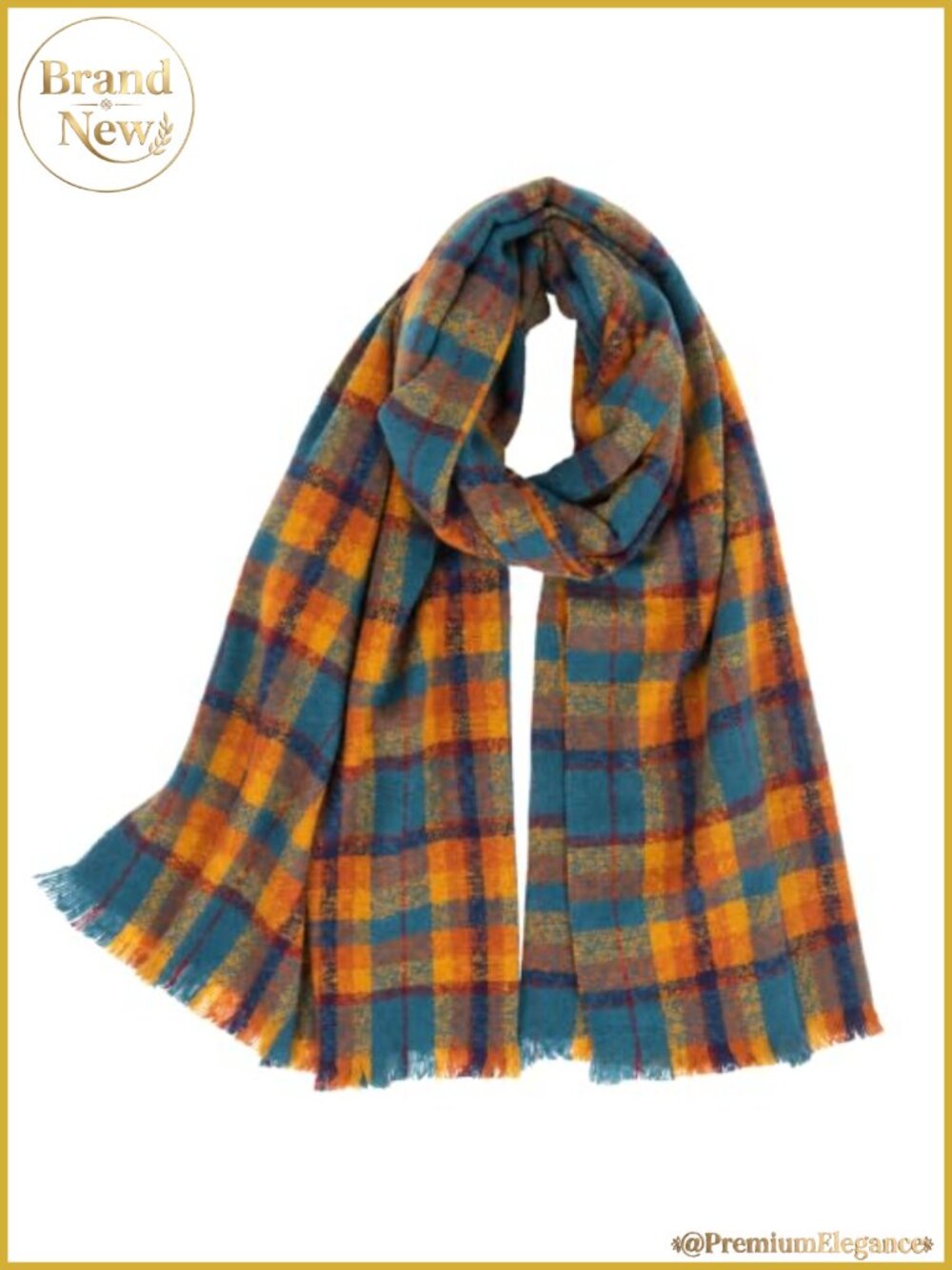 Oversized Tartan Plaid Blanket Scarf Soft Brushed Fringe Wrap Shawl